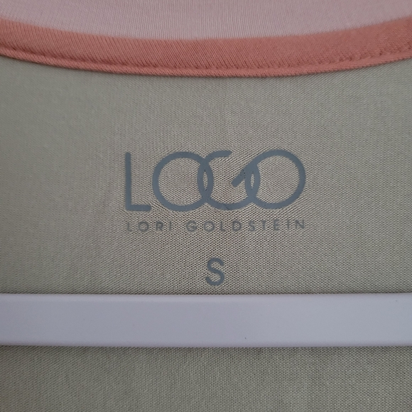 LOGO by Lori Goldstein Peach Pink Gray 3/4 Sleevele Chic Tunic Top S - Picture 6 of 7